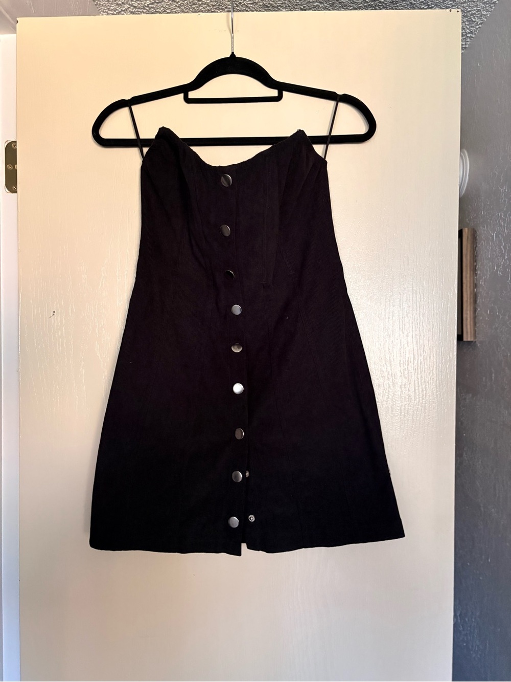 Urban Outfitters Black Button-Front Strapless Corset Mini Dress